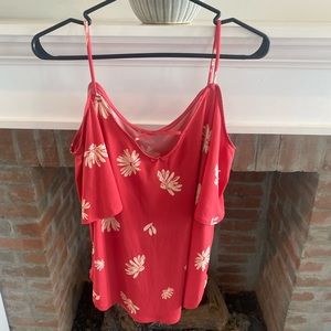Kaileigh Valette Medium Coral Floral Cold Shoulder Top